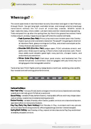 example page 1 from our offline Travel Guide for Falkland Islands